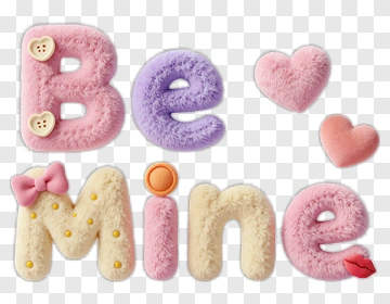 Be Mine Text With Hearts And Decorations PNG