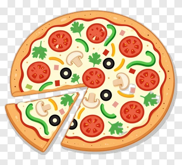 Pizza With Tomato Mushroom And Olive Toppings PNG