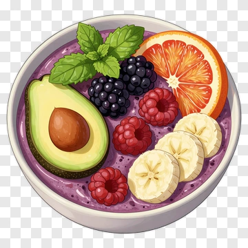 Purple Smoothie Bowl With Fresh Fruits PNG