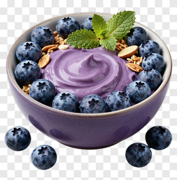Blueberry Yogurt Bowl With Mint And Nuts PNG