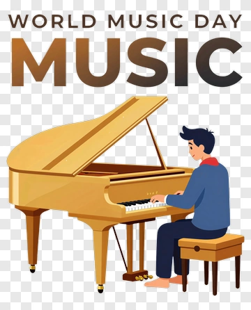Man Playing Grand Piano PNG