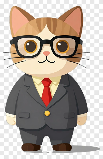 Cartoon Cat Businessman PNG