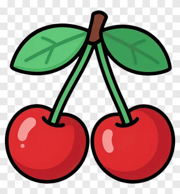 Two Cherries With Leaves PNG