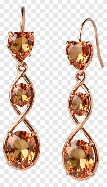 Heart And Teardrop Gemstone Earrings PNG