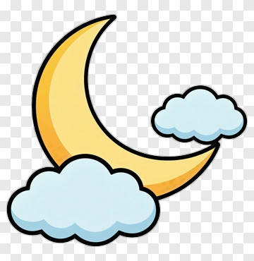 Yellow Moon And Blue Clouds PNG