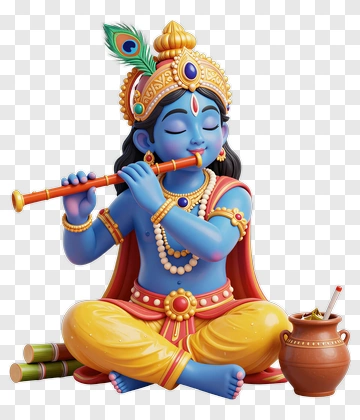 Blue Krishna Playing Flute PNG