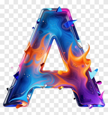 Vibrant 3D Letter A With Fire Effects PNG