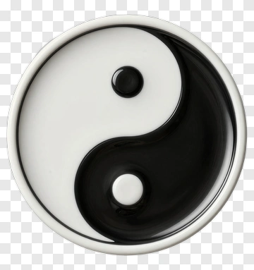 Yin Yang Symbol On White Plate PNG