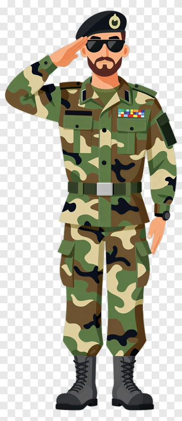 Saluting Military Officer In Camouflage PNG