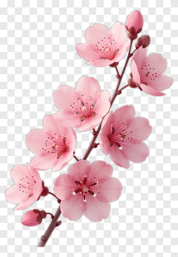 Cherry Blossom Branch In Full Bloom PNG