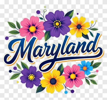 Maryland With Colorful Flowers PNG