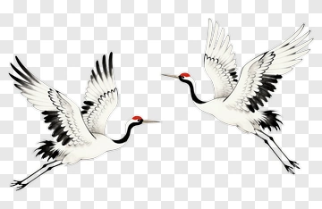 Flying Cranes In Traditional Style PNG