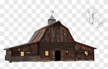 Wooden Barn In Winter Landscape PNG