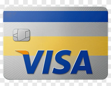 VISA Credit Card With Blue And Yellow Stripes PNG