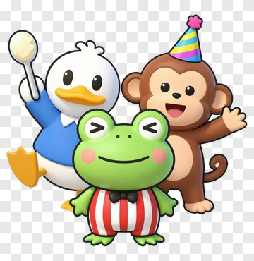 Happy Cartoon Animals At Party PNG