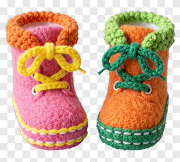 Handmade Knitted Baby Boots PNG