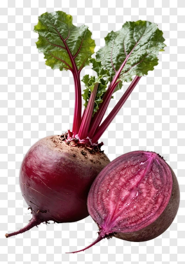 Fresh Beetroot With Leaf And Cut Section PNG