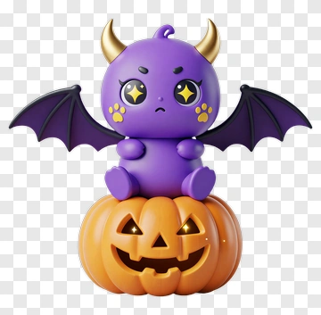 Purple Devil On Halloween Pumpkin PNG