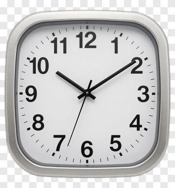 Square Clock With Black Hands PNG