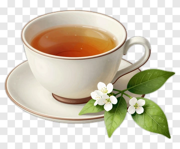 Tea Cup With Flowers And Leaves PNG