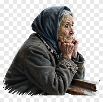 Elderly Woman Gazing Out Window PNG