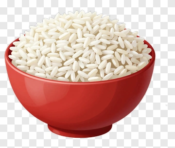 White Rice In Red Bowl PNG