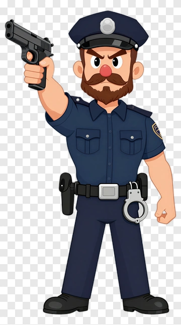 Cartoon Police Officer Holding Gun PNG
