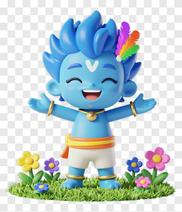 Blue Cartoon Character With Feathers PNG