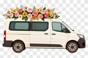 Van With Flower Arrangement PNG