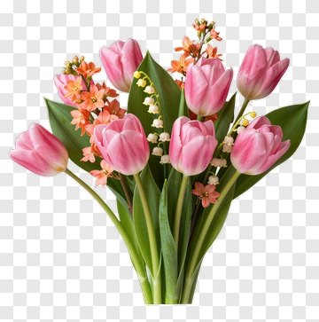Pink Tulips And Lily Of The Valley PNG
