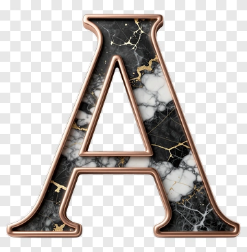 Marble Letter A With Copper Frame PNG
