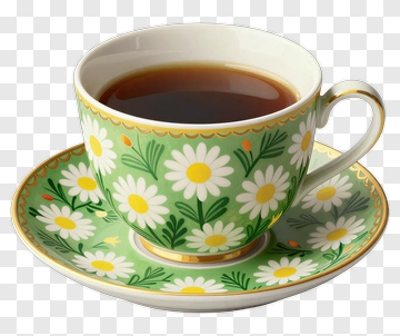 Daisy Pattern Tea Cup And Saucer PNG
