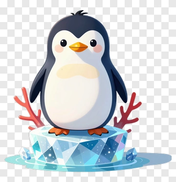 Cute Penguin On Iceberg PNG