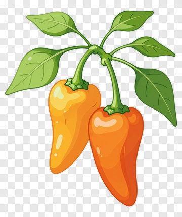 Two Chili Peppers With Leaves PNG