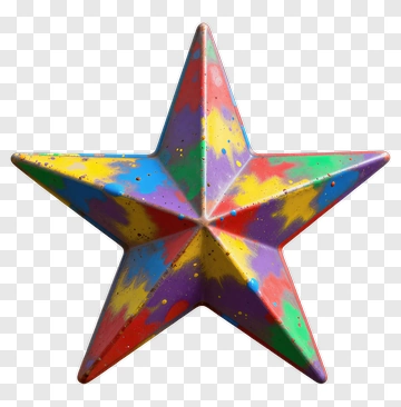 Colorful Star With Paint Splatters PNG