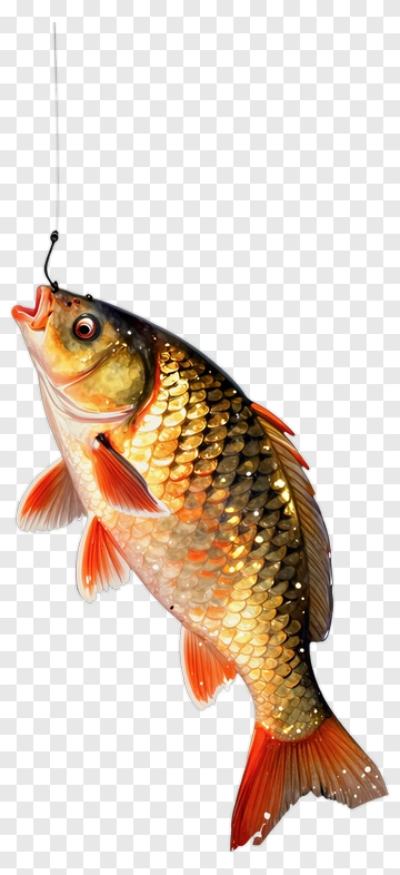 Orange Fish On Hook PNG