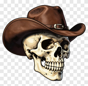 Skull Wearing Cowboy Hat PNG