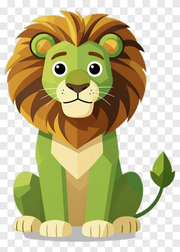Green Lion Sitting PNG