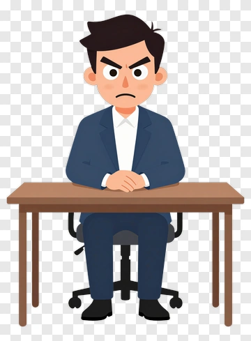Angry Businessman At Desk PNG