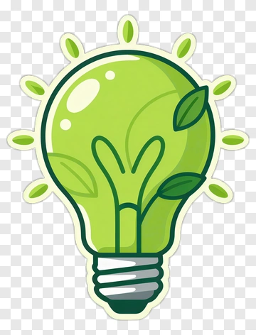 Green Light Bulb With Leaf Design PNG