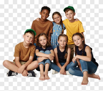 Group Of Children In Casual Outfits PNG
