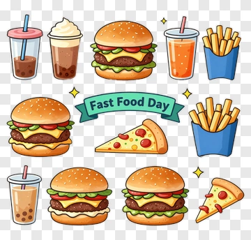 Fast Food Day Menu Items PNG