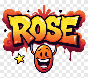 Cartoon Rose Logo With Smiling Face PNG