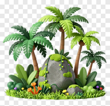 Tropical Palm Tree Scene PNG