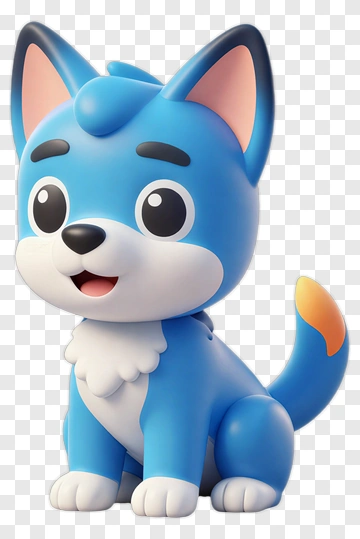 Blue Cartoon Dog Character PNG
