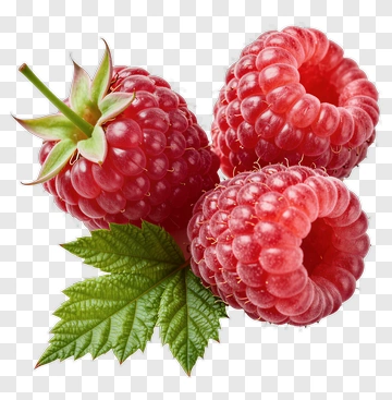 Fresh Raspberry With Green Leaf PNG
