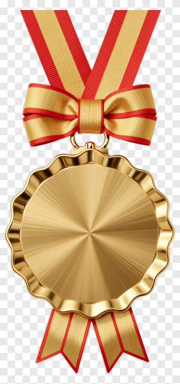 Golden Medal With Red Ribbon PNG