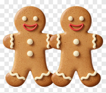 Two Gingerbread Men Standing Together PNG