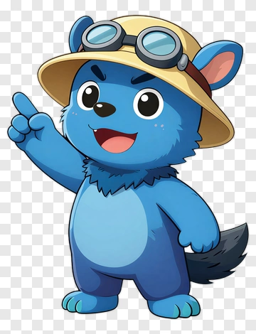 Blue Cartoon Animal Wearing Hat PNG