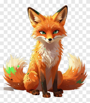 Cute Cartoon Fox Sitting PNG